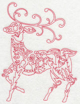 Scandinavian Christmas Reindeer (Redwork)