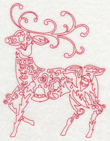 Scandinavian Christmas Reindeer (Redwork)
