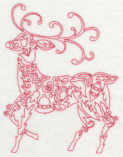 Scandinavian Christmas Reindeer (Redwork)