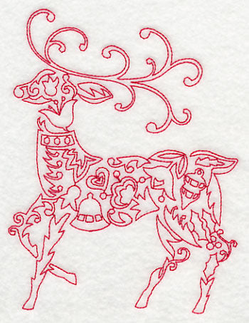 Scandinavian Christmas Reindeer (Redwork)