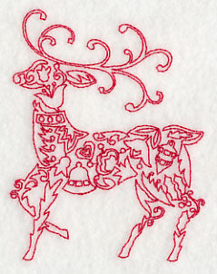 Scandinavian Christmas Reindeer (Redwork)