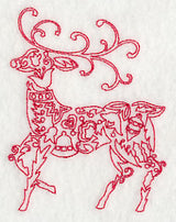 Scandinavian Christmas Reindeer (Redwork)
