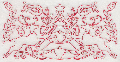 Scandinavian Christmas Tree Border (Redwork)