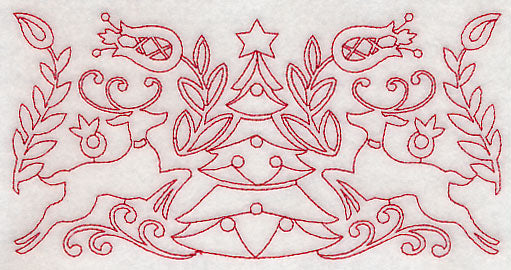 Scandinavian Christmas Tree Border (Redwork)