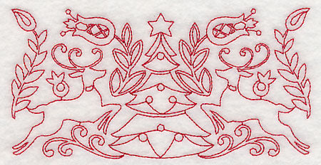 Scandinavian Christmas Tree Border (Redwork)
