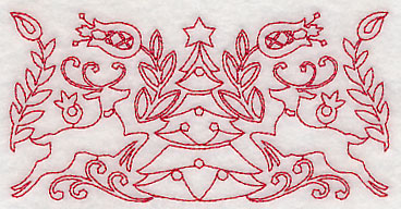 Scandinavian Christmas Tree Border (Redwork)
