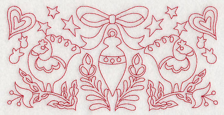 Scandinavian Christmas Ornament Border (Redwork)