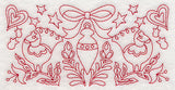 Scandinavian Christmas Ornament Border (Redwork)