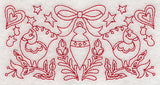 Scandinavian Christmas Ornament Border (Redwork)