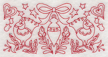 Scandinavian Christmas Ornament Border (Redwork)