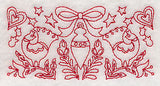 Scandinavian Christmas Ornament Border (Redwork)