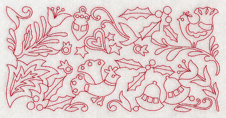 Scandinavian Christmas Border (Redwork)