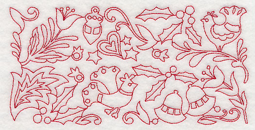 Scandinavian Christmas Border (Redwork)