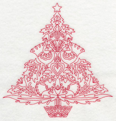 Scandinavian Christmas Tree (Redwork)