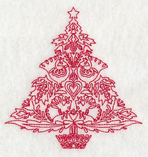Scandinavian Christmas Tree (Redwork)