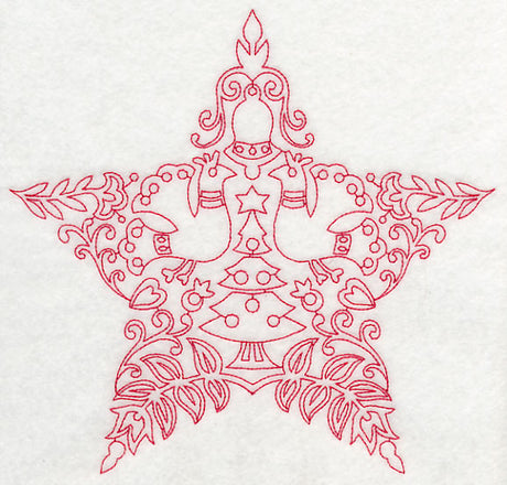 Scandinavian Christmas Star (Redwork)