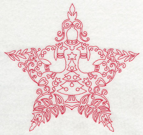 Scandinavian Christmas Star (Redwork)