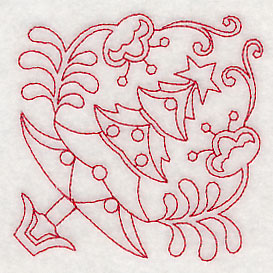 Scandinavian Christmas Tree Corner (Redwork)