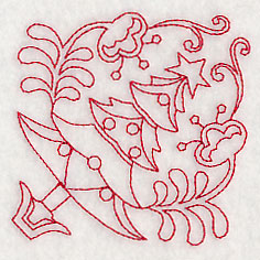 Scandinavian Christmas Tree Corner (Redwork)