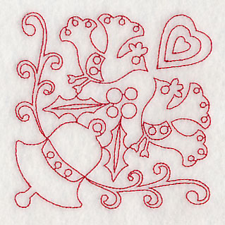 Scandinavian Christmas Bell Corner (Redwork)