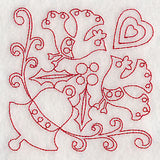 Scandinavian Christmas Bell Corner (Redwork)