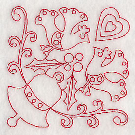 Scandinavian Christmas Bell Corner (Redwork)