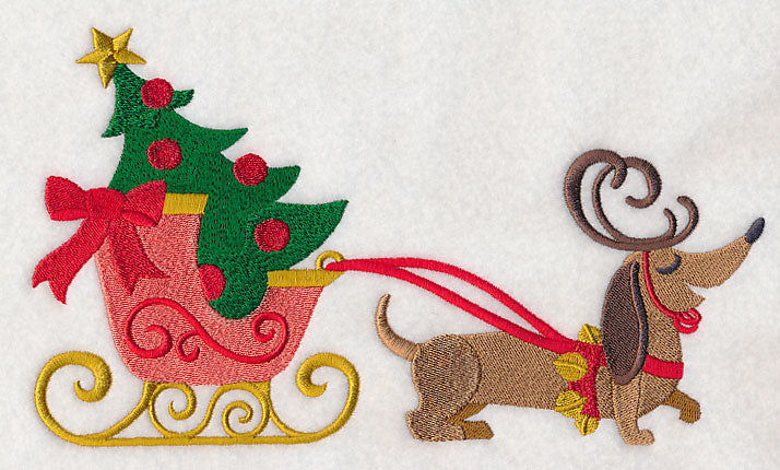 Dachshund Pulling Sleigh