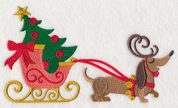 Dachshund Pulling Sleigh