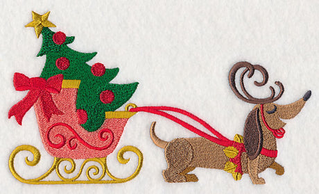 Dachshund Pulling Sleigh