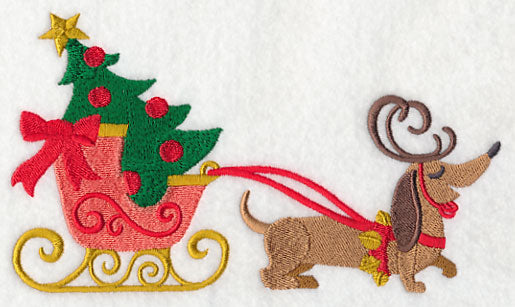 Dachshund Pulling Sleigh