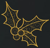 Filigree Holly and Berries (Goldwork)