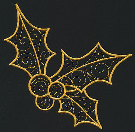 Filigree Holly and Berries (Goldwork)