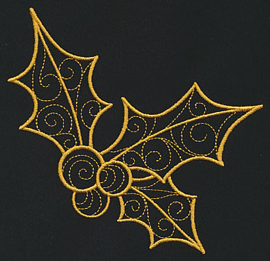 Filigree Holly and Berries (Goldwork)