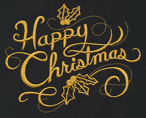 Filigree Happy Christmas (Goldwork)