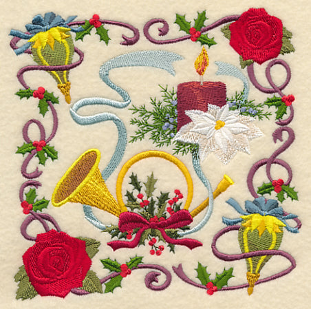 Victorian Christmas Horn Collage