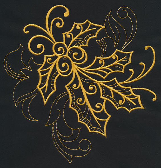Filigree Holly (Goldwork)