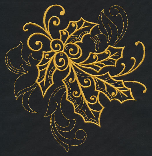 Filigree Holly (Goldwork)