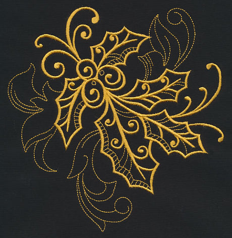 Filigree Holly (Goldwork)