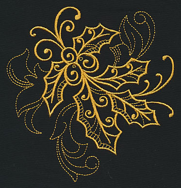 Filigree Holly (Goldwork)