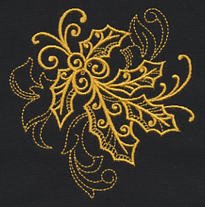 Filigree Holly (Goldwork)