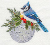 Christmas Blue Jay on Ornament