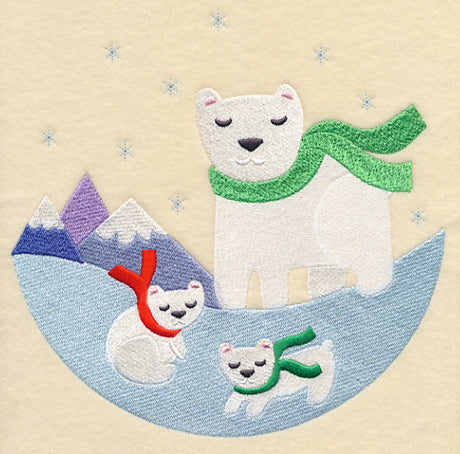 Polar Bear and Cubs Scene