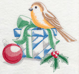 Bird on Christmas Gift (Toile)