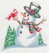 Snowman with Feathered Friend (Toile)