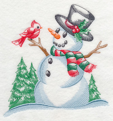 Snowman with Feathered Friend (Toile)