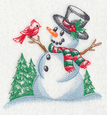 Snowman with Feathered Friend (Toile)