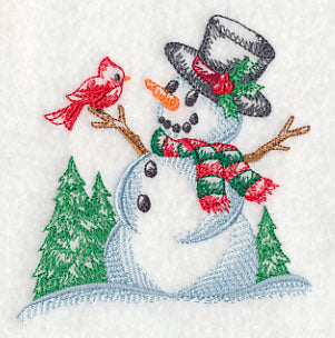 Snowman with Feathered Friend (Toile)