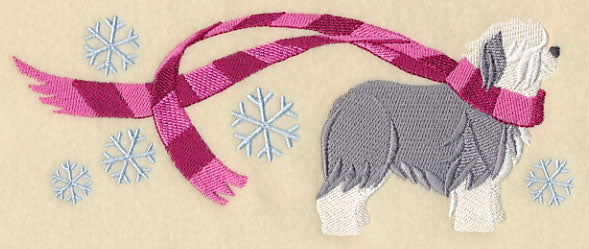 Wrapped Up In Winter Old English Sheepdog