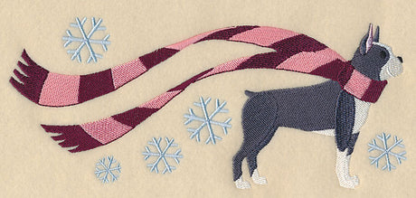 Wrapped Up In Winter Boston Terrier
