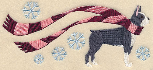 Wrapped Up In Winter Boston Terrier